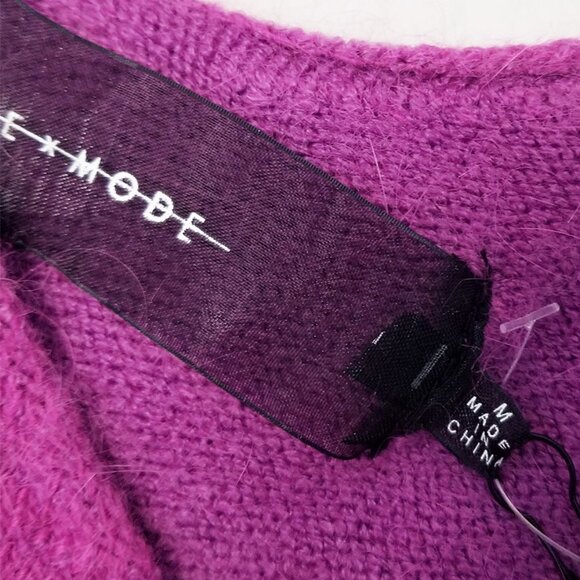 NEW Code x Mode Angora Rabbit Purple Sleeveless Fuzzy Knit Top V Neck Crop Top M - Picture 10 of 15